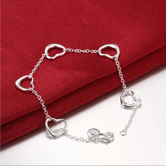 Sterling Silver Hearts Bracelet - Picture 2 of 4